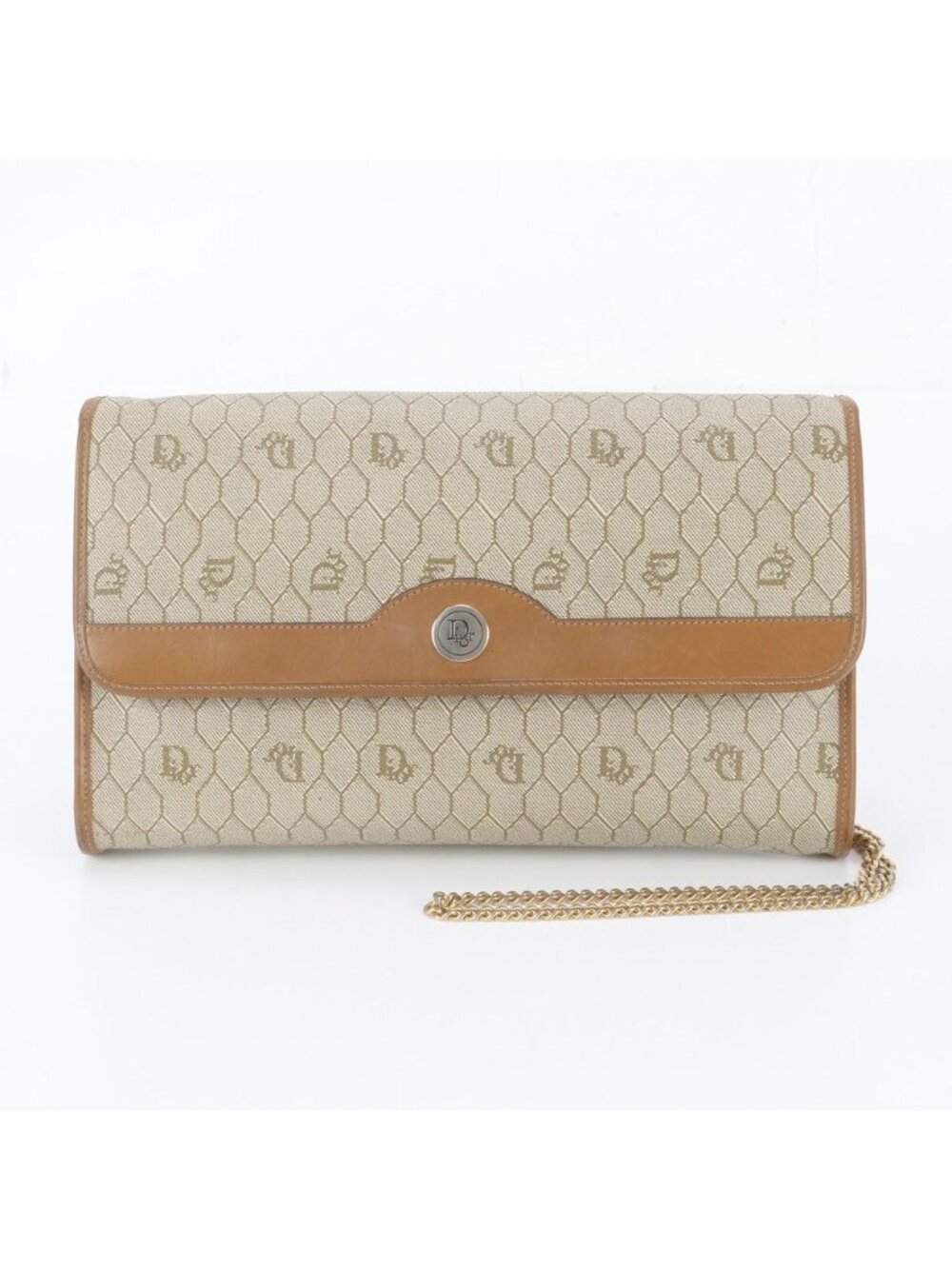 Dior Honeycomb Pattern Chain Leather 2-Way Shoulder Bag